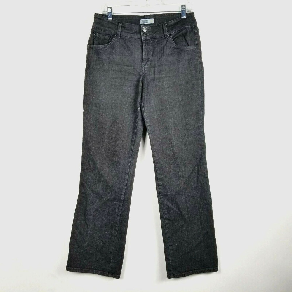 Jean Star Women's Size 12 Black Straight‎ Leg Denim Pants Rear Pocket Flaps